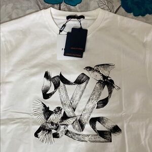 Louis Vuitton White LV Printed Birds Graphic Men's Shirt